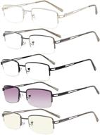 👓 eyekepper rectangle metal half-rim spring hinges reading glasses (5-pack) with computer readers +1.25 power logo