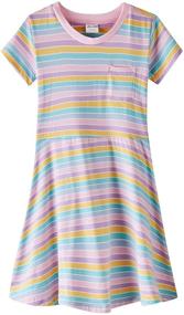 img 3 attached to Noomelfish Girls Summer Knit Short-Sleeve Flare Dresses: Age 2-12, Fun and Fashionable Picks!