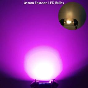 img 3 attached to 🚗 6PCS Canbus Error-Free Purple LED Car Bulb 31mm 1.22in DE3175 Festoon Light Extremely Bright 12SMD 4014 Chipsets DE3021 DE3022 Lamp for License Plate Dome Map Door Courtesy Lights