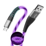 💜 patdow 6ft светодиодный мигающий usb-кабель - быстрая зарядка для android huawei mate se, samsung galaxy s7/s6/j7, lg, htc, sony, moto, kindle, ps4 и др. (фиолетовый) логотип