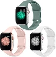 soft silicone sport band 3 pack for apple watch 38mm 40mm 42mm 44mm - compatible with women men, replacement strap for iwatch se/series 6/5/4/3/2/1 logo