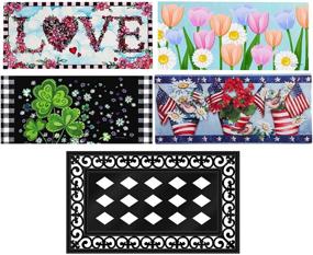 img 4 attached to Versatile Evergreen Flag Seasonal Sassafras Interchangeable Mat and Tray Set: 5 🌿 Welcome Door Mat Inserts for Spring, Valentines Day, St Patrick's, and 4th of July