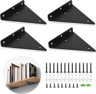 🔨 6 inch heavy duty triangular shelf brackets - extra thick corner brace, glossy black steel decorative joint angle bracket for shelf - set of 4 logo
