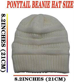 img 2 attached to HHNLB Women's Beanie Ponytail Hat: Warm & Stylish Winter Hat with Cross Criss Hole, Soft & Stretchy Cotton Knit Skull Cap