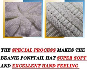 img 1 attached to HHNLB Women's Beanie Ponytail Hat: Warm & Stylish Winter Hat with Cross Criss Hole, Soft & Stretchy Cotton Knit Skull Cap