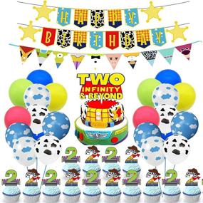 img 4 attached to 🎉 Vibrant Toy Story Party Supplies for a Memorable 2nd Birthday Bash - Includes Cake Topper, Banner, Balloons, and More (53pcs)