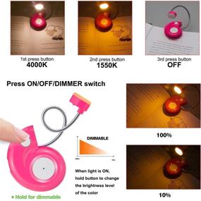 img 2 attached to 📚 HONGUT Kids Rechargeable Book Light - Clip-on Reading Light for Kids - Kids Reading Lights, Amber Book Light for Bedtime Reading - 2 Lighting Modes - Blue Light Blocking - Bookmark Light for Bookworms - Magenta - Enhanced SEO