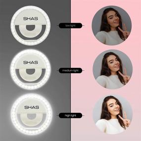 img 2 attached to 📷 SHAS Ring Light for iPhone/Phone, Extended Cable, Rechargeable, Clip-on Design, 3 Adjustable Brightness Levels with 36 LEDs. Ideal for Selfies, Instagram, Laptops, Webcams, Cell Phones, Mobile Devices, and Makeup (White)