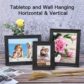 img 1 attached to Rustic Farmhouse Wooden Picture Frames 8x10 Black (Set of 4 Pack) - High Definition Glass - Tabletop and Wall Mountable