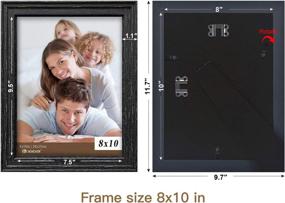 img 3 attached to Rustic Farmhouse Wooden Picture Frames 8x10 Black (Set of 4 Pack) - High Definition Glass - Tabletop and Wall Mountable