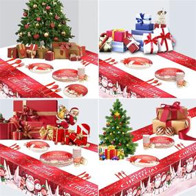 img 1 attached to 🎄 Christmas Party Supplies Set - Disposable Tableware for Christmas Decorations, Includes Paper Plates, Cups, and Tableware, Serves 16