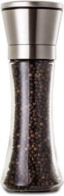 img 4 attached to 🧂 Large Capacity Glass and Stainless Steel Salt and Pepper Grinder by Mason Mills - Prefilled with Black Pepper - Top Loading Design for Easy Refills