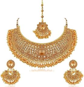 img 4 attached to Bollywood Traditional Necklace for Women - Crunchy Fashion Jewelry