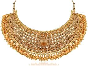 img 2 attached to Bollywood Traditional Necklace for Women - Crunchy Fashion Jewelry