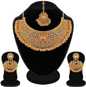 img 3 attached to Bollywood Traditional Necklace for Women - Crunchy Fashion Jewelry