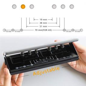 img 2 attached to 🔧 Усовершенствованная эффективность: регулируемая металлическая пробивная машинка с шестиотверстной позиционировкой и точной меткой для A5 размера папки на шесть колец.