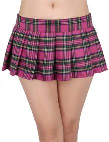 img 4 attached to 👗 Red Plaid Pleated Mini Dress for Women - HDE Schoolgirl Skirt