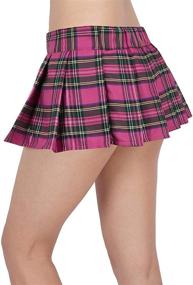 img 3 attached to 👗 Red Plaid Pleated Mini Dress for Women - HDE Schoolgirl Skirt