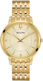 img 4 attached to 💎 Женские наручные часы Bulova Classic Quartz, золотистый тон с акцентом из нержавеющей стали и бриллиантом (модель: 97P123)