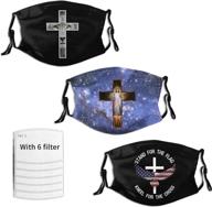 ✝️ christian religious fashion face mask - washable dust windproof, reusable 3pcs with filters - ideal christian gifts for women logo