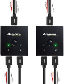 img 2 attached to 🔀 AMANKA HDMI переключатель 4K - 2-портовый двунаправленный ручной разветвитель HDMI/пропускная способность без питания, поддержка 4K x 2K 1080P - HDMI переключатель