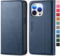 📱 tucch case for iphone 13 pro wallet case: pu leather folio with kickstand, card slot & shockproof flip cover, dark blue, 2021 logo