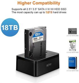 img 3 attached to 💾 WEme USB 3.0 to SATA Dual-Bay External Hard Drive Docking Station with Offline Clone/Duplicator Function for 2.5 & 3.5 Inch HDD SSD SATA (SATA I/II/III) Support 2X 8TB & UASP, Tool-Free: Efficient Storage Solution with High Capacity and Easy Duplication