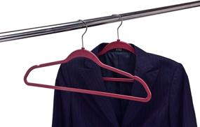 img 2 attached to Premium Thin Compact Hangers - 50-Pack Non Velvet Non-Flocked, 360 Degree Swivel Hook (Raspberry Color)