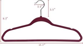 img 3 attached to Premium Thin Compact Hangers - 50-Pack Non Velvet Non-Flocked, 360 Degree Swivel Hook (Raspberry Color)