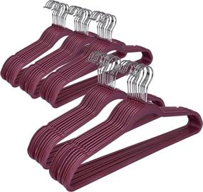 img 4 attached to Premium Thin Compact Hangers - 50-Pack Non Velvet Non-Flocked, 360 Degree Swivel Hook (Raspberry Color)