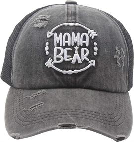 img 1 attached to 🧢 Vintage Washed Distressed Baseball Cap for Women - MANMESH HATT Mama Bear Ponytail Hat