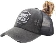 🧢 vintage washed distressed baseball cap for women - manmesh hatt mama bear ponytail hat логотип