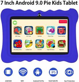 img 1 attached to Планшет для детей: 7-дюймовый Android 9.0 WiFi версия, 2+16 ГБ памяти, родительский контроль, предустановленные обучающие приложения, игры для детей от 2 до 10 лет с синим защитным чехлом