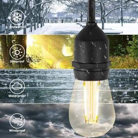 img 1 attached to Minetom 48ft LED Outdoor String Lights: UL Listed, Weatherproof & 🌟 Connectable Strand for Patio, Garden, Weddings - Energy Saving Bulbs - Commercial Grade