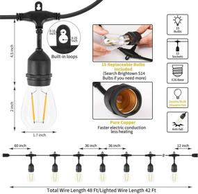 img 3 attached to Minetom 48ft LED Outdoor String Lights: UL Listed, Weatherproof & 🌟 Connectable Strand for Patio, Garden, Weddings - Energy Saving Bulbs - Commercial Grade