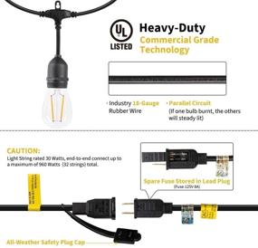 img 2 attached to Minetom 48ft LED Outdoor String Lights: UL Listed, Weatherproof & 🌟 Connectable Strand for Patio, Garden, Weddings - Energy Saving Bulbs - Commercial Grade