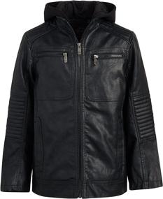 img 4 attached to 🧥 Boys' Republic Leather Jacket with Zippered Pockets - Jackets & Coats