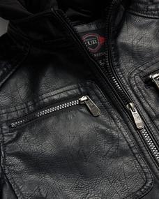 img 2 attached to 🧥 Boys' Republic Leather Jacket with Zippered Pockets - Jackets & Coats