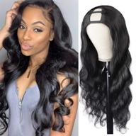 💇 u part wig body wave human hair wigs for black women - 18inch 10a brazilian body wave - glueless clip-in half wig - u shape wig logo