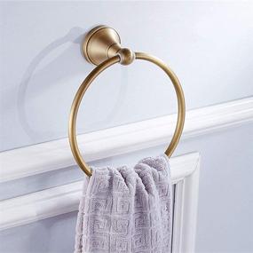 img 3 attached to Enhance Your Bathroom Décor with the Leyden Towel Ring: Antique Brass 🛁 Hand Towel Holder and Shower Towel Hanger for a Stylish and Functional Space