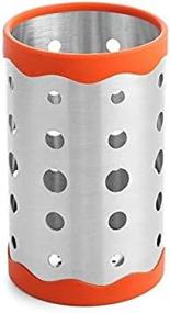 img 1 attached to 🍴 Sunwinc Kitchen Utensil Holder - Stainless Steel Utensil Container with Antiskid Silicon Rubber Ring - 7 inch Organizer Caddy for Flatware, Cutlery, Chopsticks