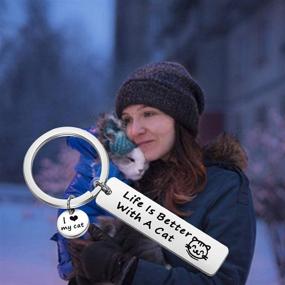 img 2 attached to FEELMEM Life is Better with A Cat Keychain: Adorable Cat Memes Gift for Cat Lovers and Loved Ones