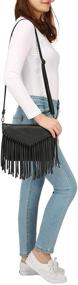 img 2 attached to 👛 HDE Women's Fringed Crossbody Tassel Purse - Vintage Handbag in PU Leather - Compact Size