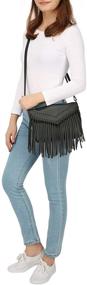 img 3 attached to 👛 HDE Women's Fringed Crossbody Tassel Purse - Vintage Handbag in PU Leather - Compact Size