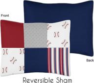 ⚪ sweet jojo designs red, white and blue baseball patch sports boy twin bedding set - 4 pieces - grey patchwork stripe logo