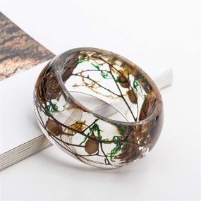 img 1 attached to Resin Acrylic Chunky Statement Bangle with Natural Dry Flowers - Perfect Gift for Women, Girls, and Mother's Day- Tropical Jewelry, Costume Wrist Cuffs