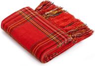 🎄 angelhood christmas plaid chenille throw blanket with tassel - soft and decorative for couch, sofa, bed, and home decor logo