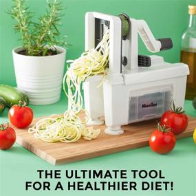 img 3 attached to 🥕 Mueller Pro Spiralizer Vegetable Slicer Zester Chopper Dicer, ProQuality, Create Perfectly Round Veggie Pasta, No Flat Julienne Noodles! Bundle Includes Revolutionary Rolling Chopper