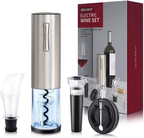 img 4 attached to 🍷 Effortless Opening: EZBASICS Electric Wine Bottle Opener Kit - Rechargeable Automatic Corkscrew with Foil Cutter, Vacuum Stopper, Wine Aerator Pourer - Ultimate 4-in-1 Silver Gift Set for Wine Lovers!