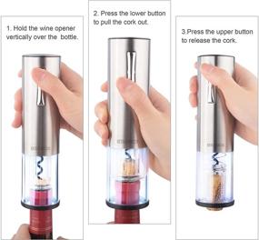 img 1 attached to 🍷 Effortless Opening: EZBASICS Electric Wine Bottle Opener Kit - Rechargeable Automatic Corkscrew with Foil Cutter, Vacuum Stopper, Wine Aerator Pourer - Ultimate 4-in-1 Silver Gift Set for Wine Lovers!